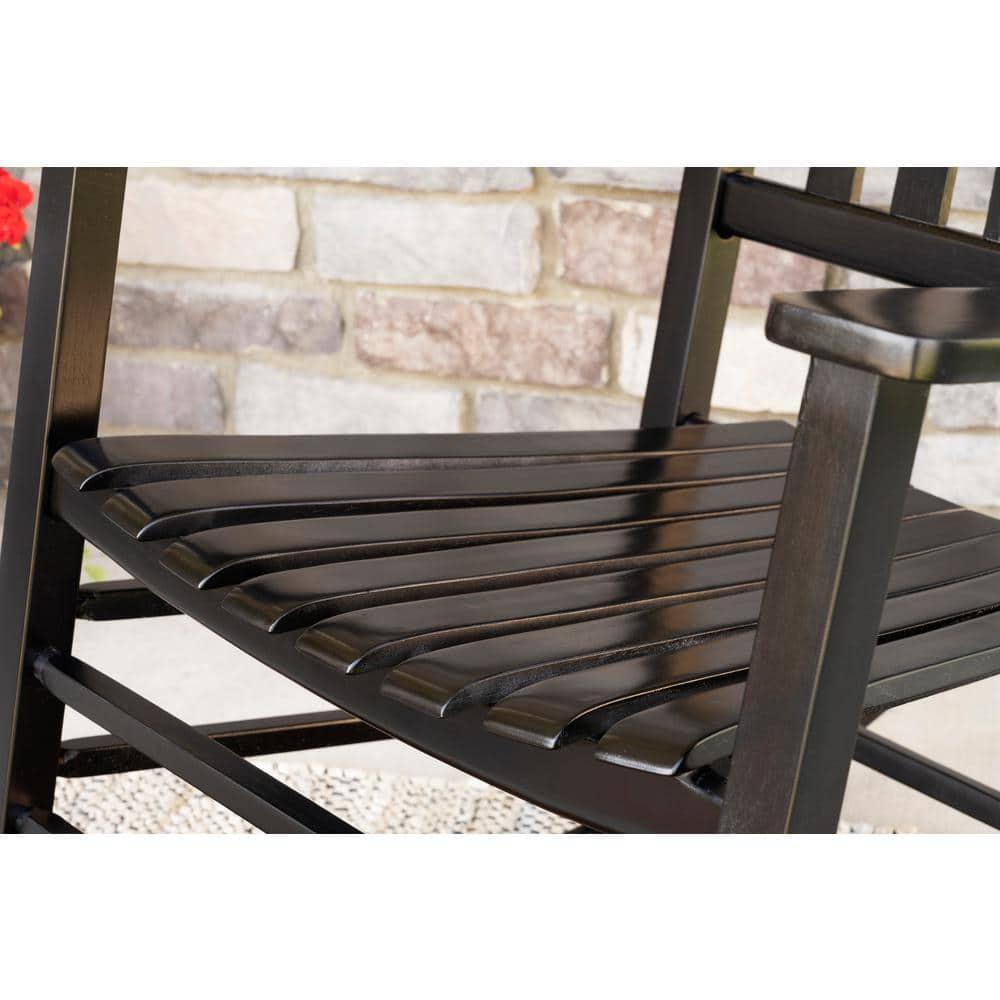 Jack Post Knollwood Mission Style Outdoor High Gloss Hardwood Rocker Chair with Slat Back Design, for Porch, Patio, Lawn, or Garden, Black