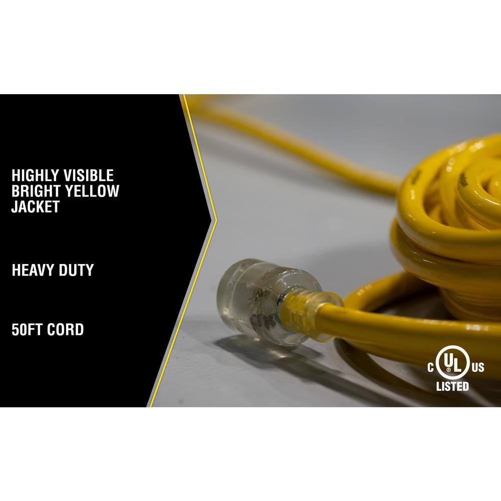 Yellow Jacket Outdoor 50 ft. L Yellow Extension Cord 10/3 SJTW