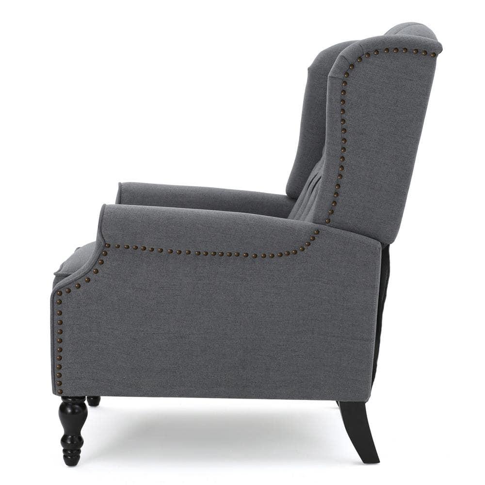 Noble House Walter Wingback Fabric Recliner, Set of 2, Gray