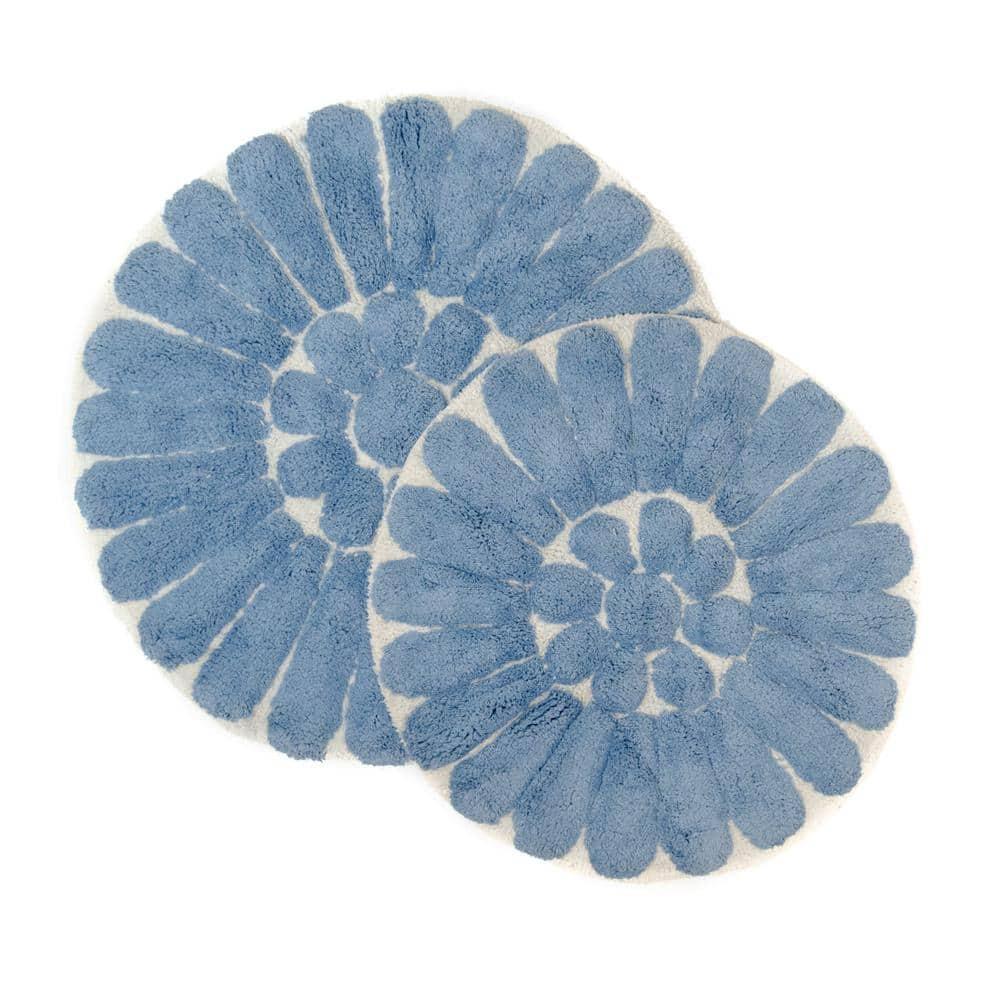 2pc Bursting Flower Bath Rug Set Light Blue - Chesapeake Merchandising: Cotton Tufted, Machine Washable, Non-Slip Backing