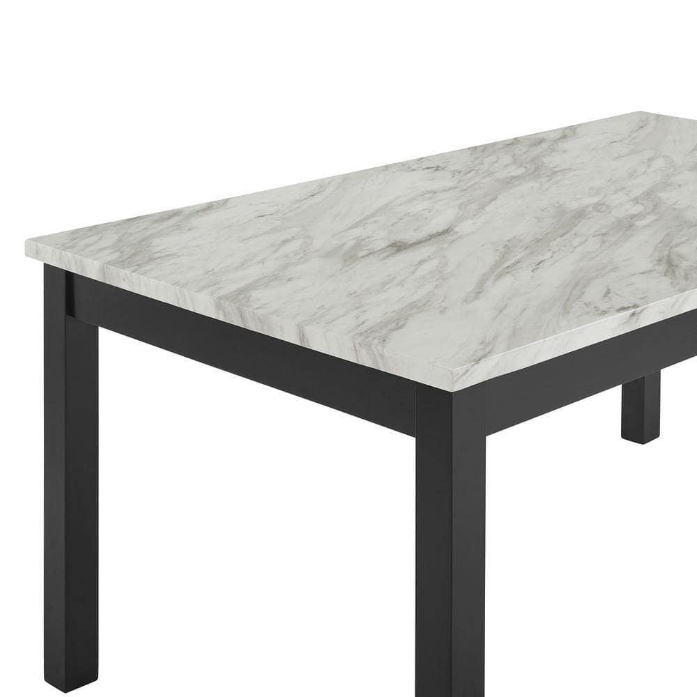 New Classic Furniture Celeste Wood Dining Table with Faux Marble Top in Espresso