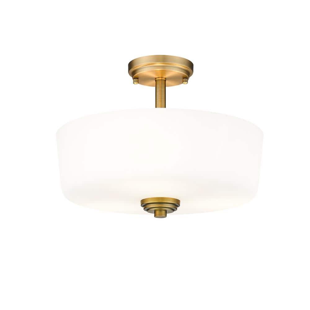 Z-Lite 220SF3-HBR Arlington 15 Inch Flush Mount Ceiling Light, Brass