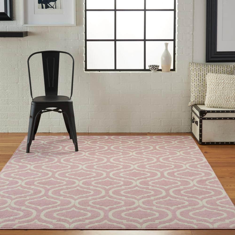 Nourison Jubilant 6' x 9' Pink Indoor Area Rug Moroccan Casual Trellis by Nourison