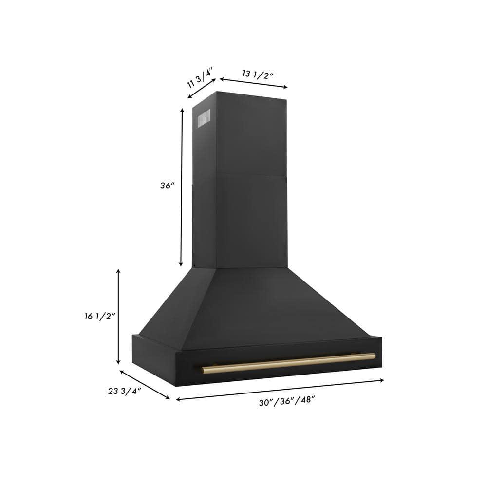 ZLINE ZLINE 36 in. Black Stainless Steel Range Hood W/ Black Stainless Steel Handle (BS655-36-BS) BS655-36-BS