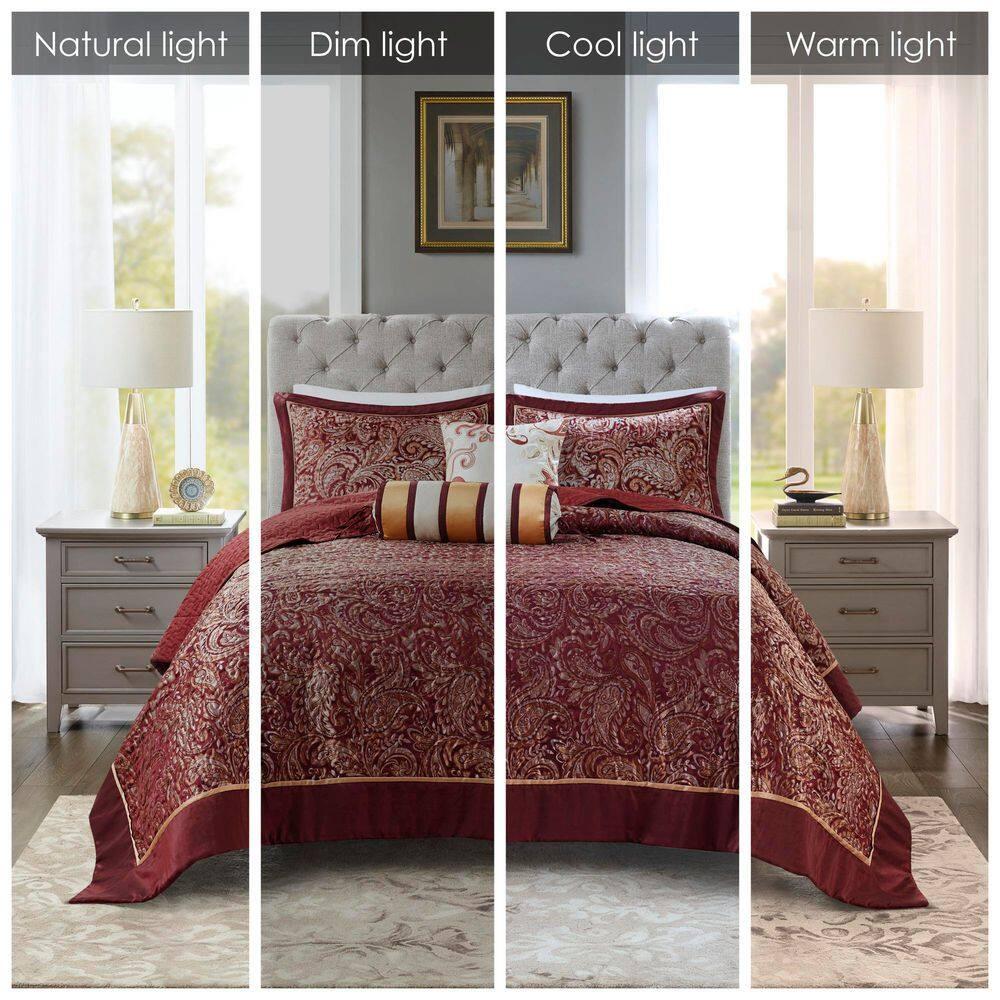 Madison Park Aubrey 5 Piece Jacquard Bedspread Set with Throw Pillows