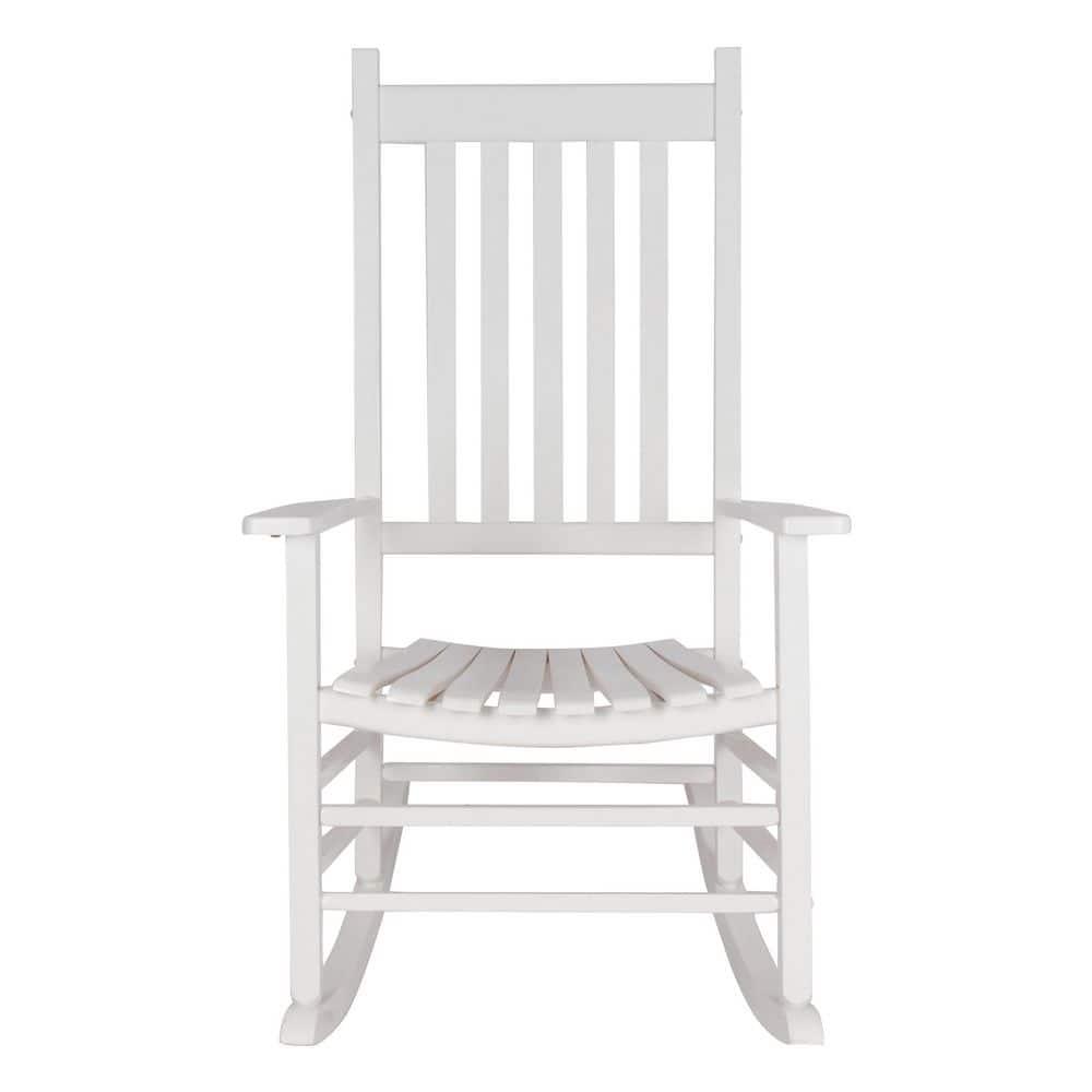 White Solid Wood Outdoor Rocking Chair with Arms