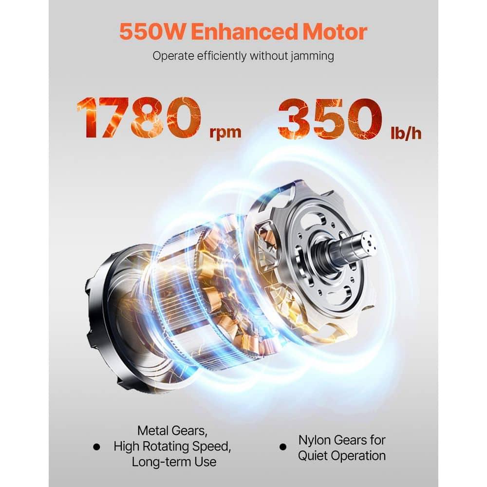 VEVOR Meat Cutter Machine, 550W Meat Slicer, 350 lb/h Commercial Meat Cutting Machine, Stainless Steel, 2.5-10 mm Thickness, Electric Food Cutting Slicer for Home Kitchen, Restaurant, Supermarket