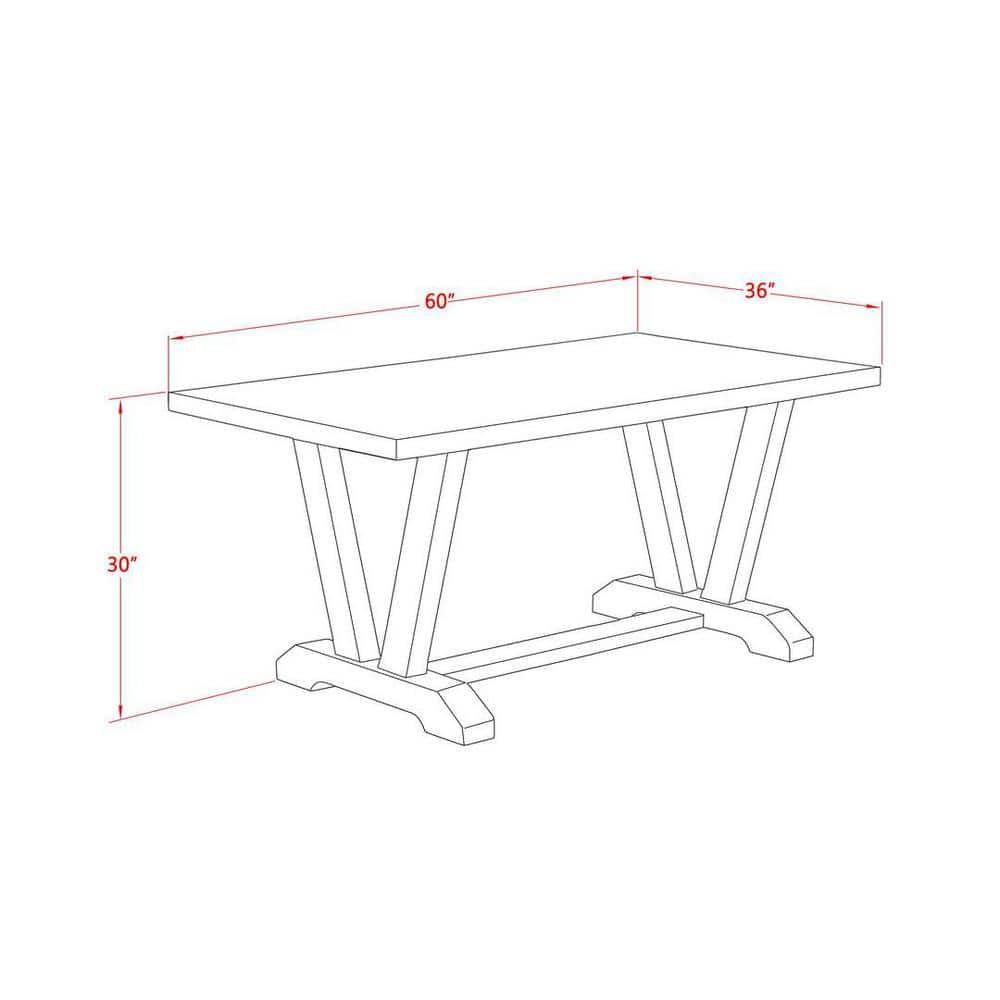 East West Furniture V-Style 5-piece Wood Dinette Set in Linen White