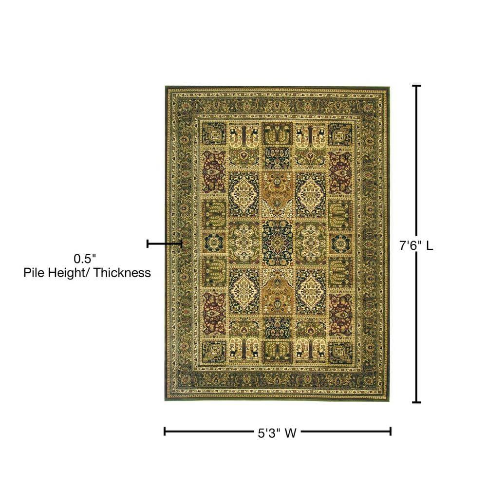 Lyndhurst LNH217 Power Loomed Area Rug - Multi/Green - 5'3"x7'6" - Safavieh.