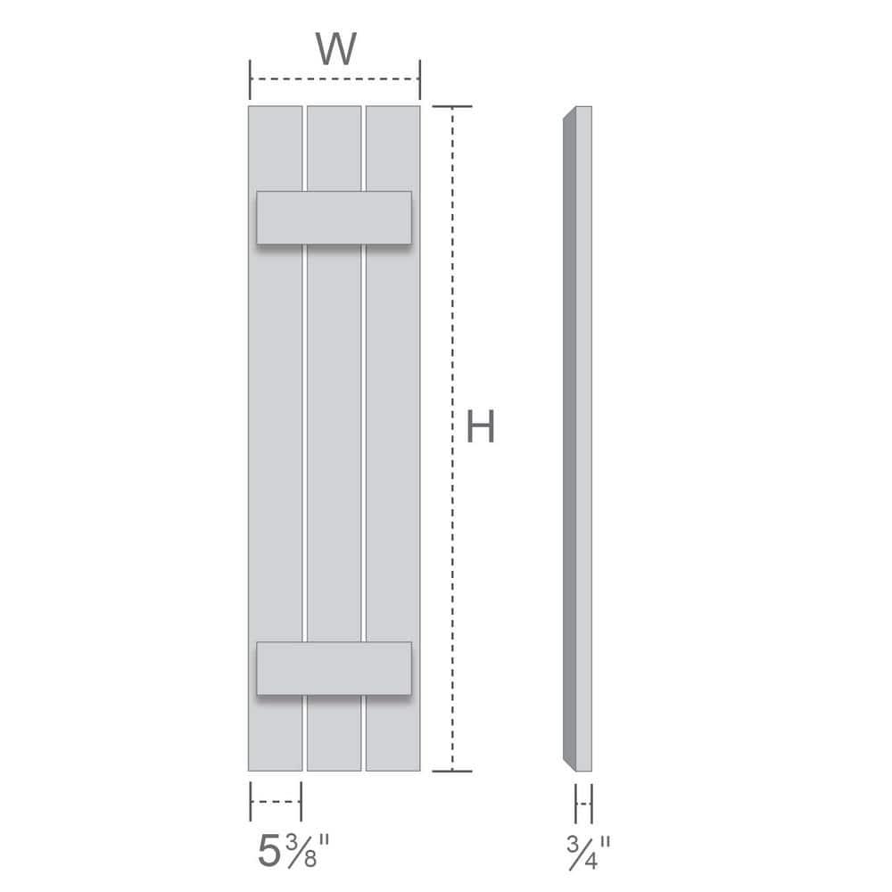 Ekena Millwork TimberCraft 5 3/8" Boards Joined Board-n-Batten Shutters w/Z-Bar, Western Red Cedar (Per Pair) (Set of 2)