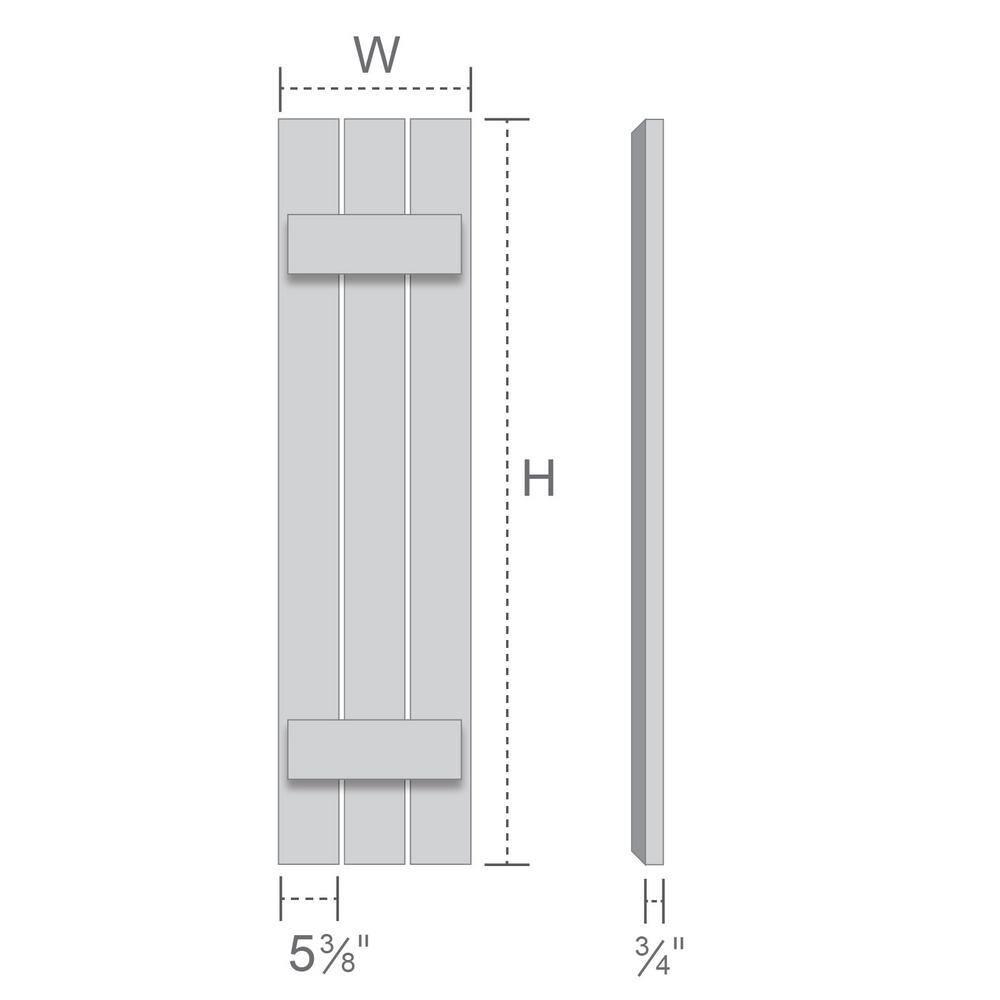 Ekena Millwork TimberCraft 5 3/8" Boards Joined Board-n-Batten Shutters w/Z-Bar, Western Red Cedar (Per Pair) (Set of 2)