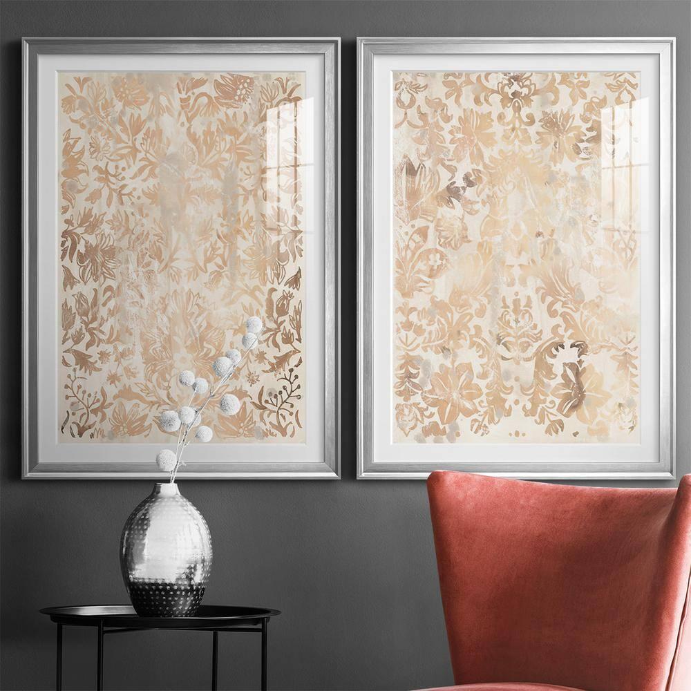 Wexford Home Walnut Damask I Premium Framed Print, 22.5" x 30.5" - Ready to Hang, Silver (Set of 2)