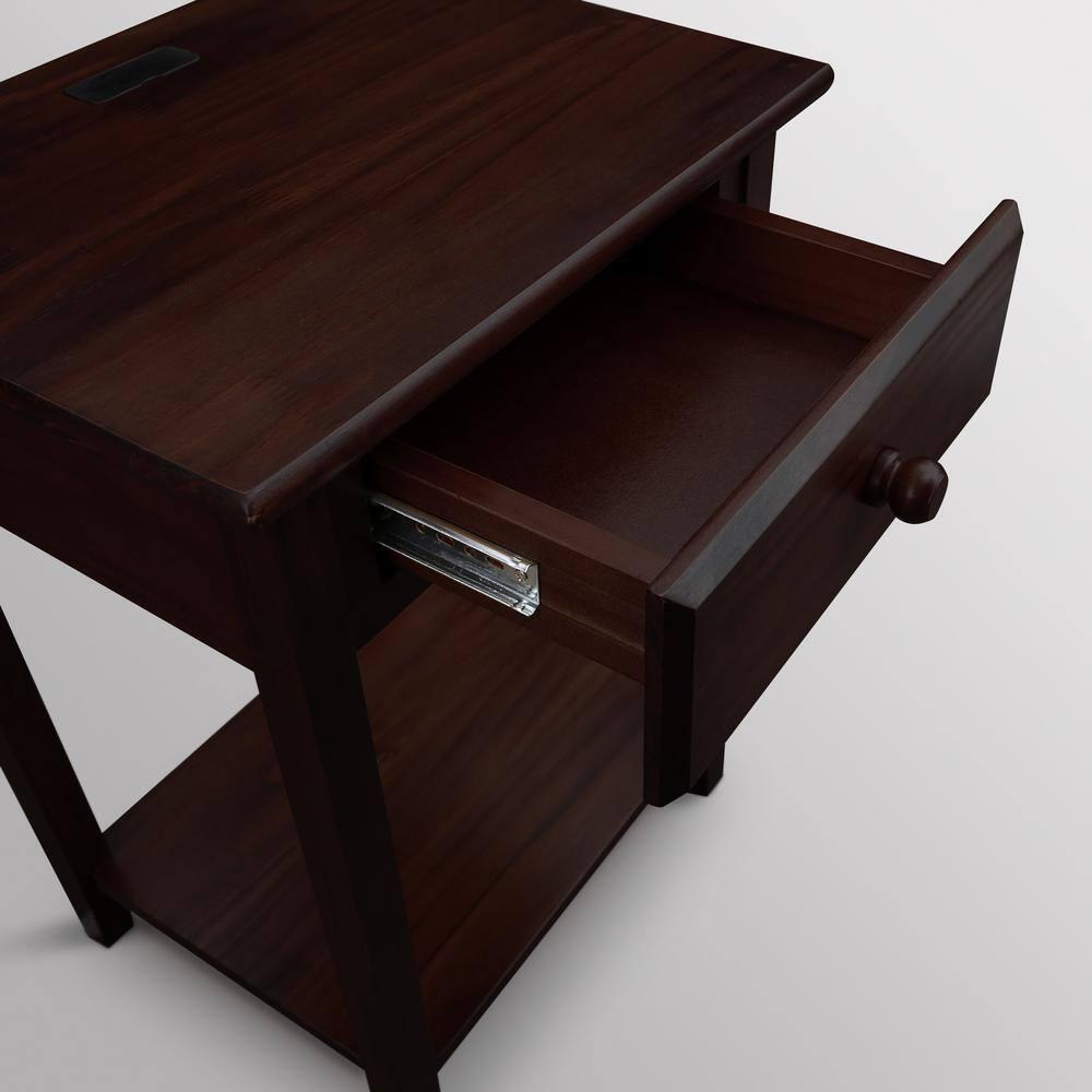 Night Owl Night Stand with USB Port, Espresso