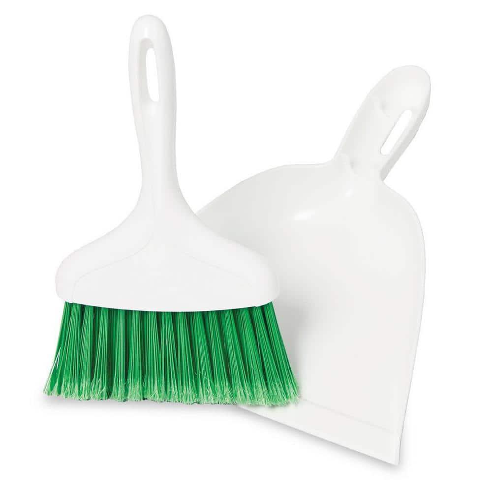 Libman Whisk Broom and Dustpan Set Green White Polypropylene