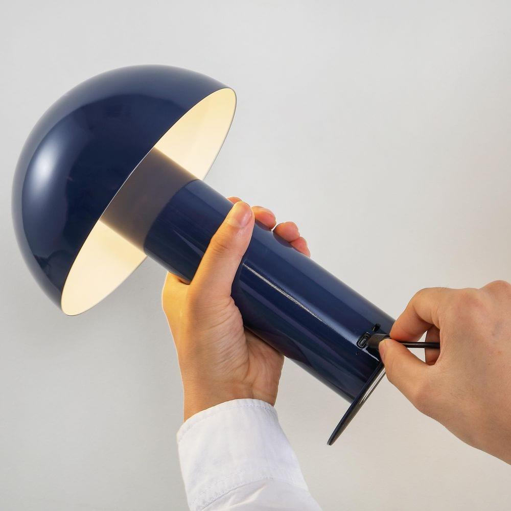 JONATHAN Y JYL7115E Boletus 10.75" Contemporary Bohemian Rechargeable/Cordless Iron Integrated Portable LED Mushroom Table Lamp, Modern, Coastal for living room, dinning room, bedroom, Navy