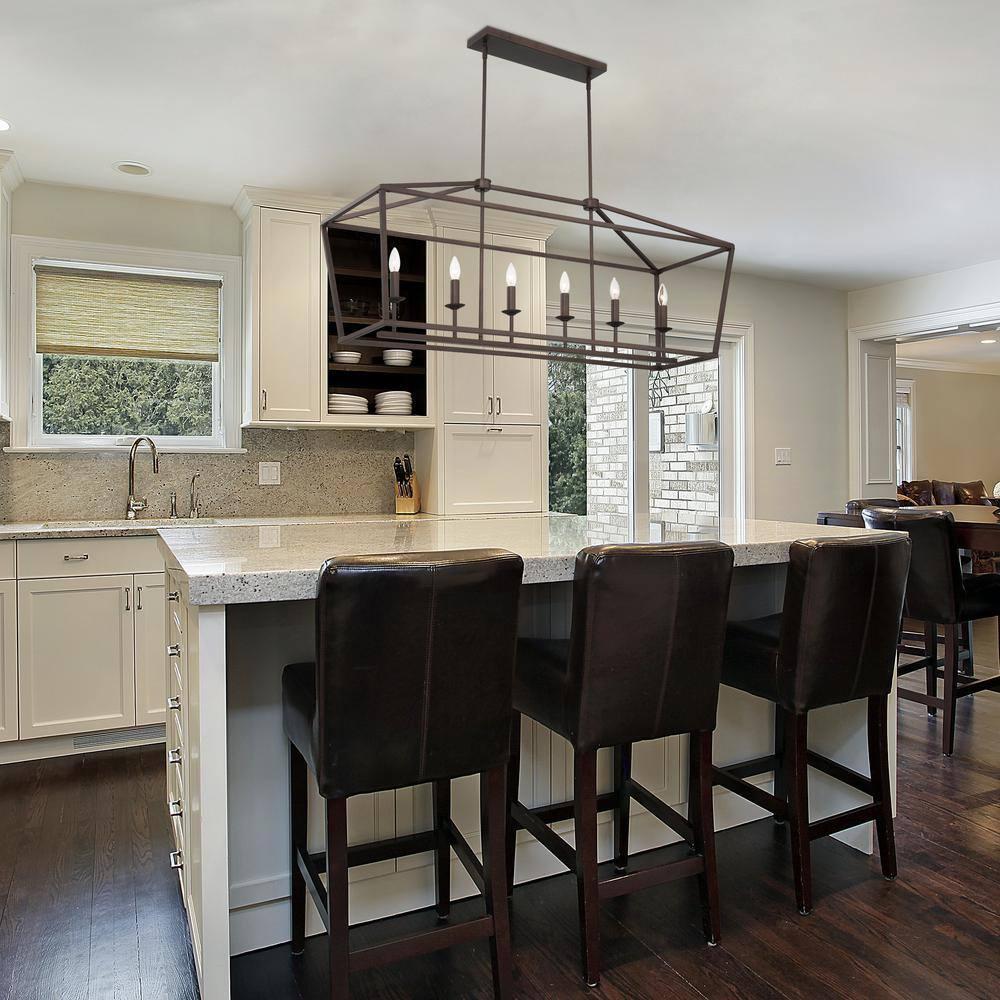 Vanity Art 6 Lights 14.96" Kitchen Living Room Island Linear Pendant Chandelier Modern Hanging Light