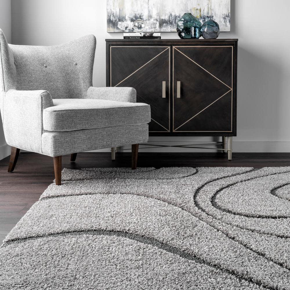 Nuloom Carolyn Abstract 4x6 Shag Indoor Area Rug for Living Room Bedroom Dining Room Nursery, Dark Grey