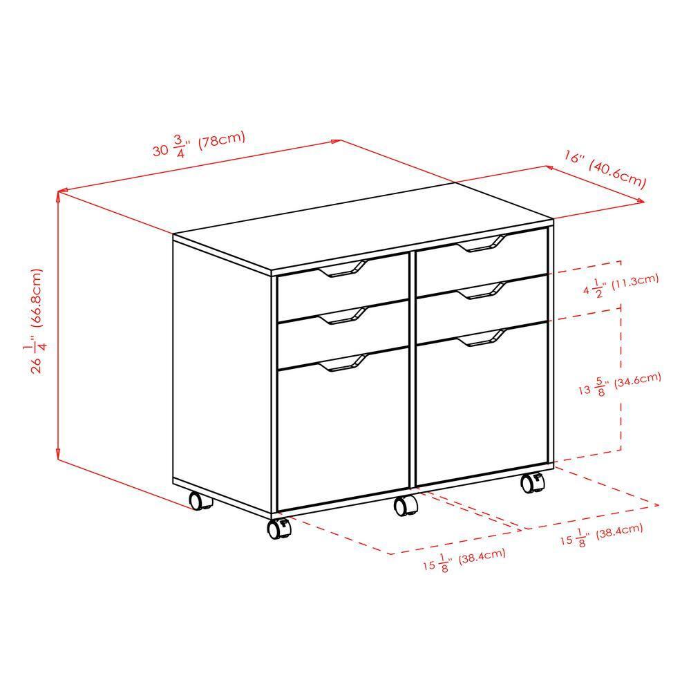 Halifax 2 Sections Mobile Storage Cabinet Black - Winsome: Wheeled Organizer with Locking Casters