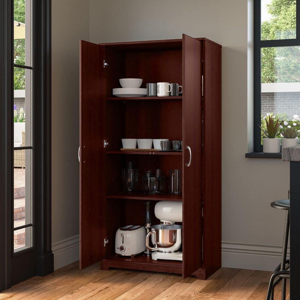 Bush Furniture Cabot Kitchen Pantry Cabinet in Harvest Cherry - Engineered Wood