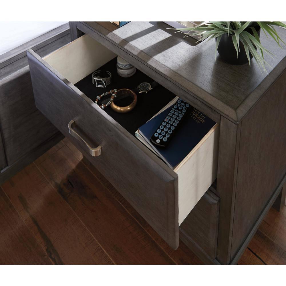 Caitbrook Nightstand Gray - Signature Design by Ashley: Contemporary Style, Wood Frame, Metal Glides Storage