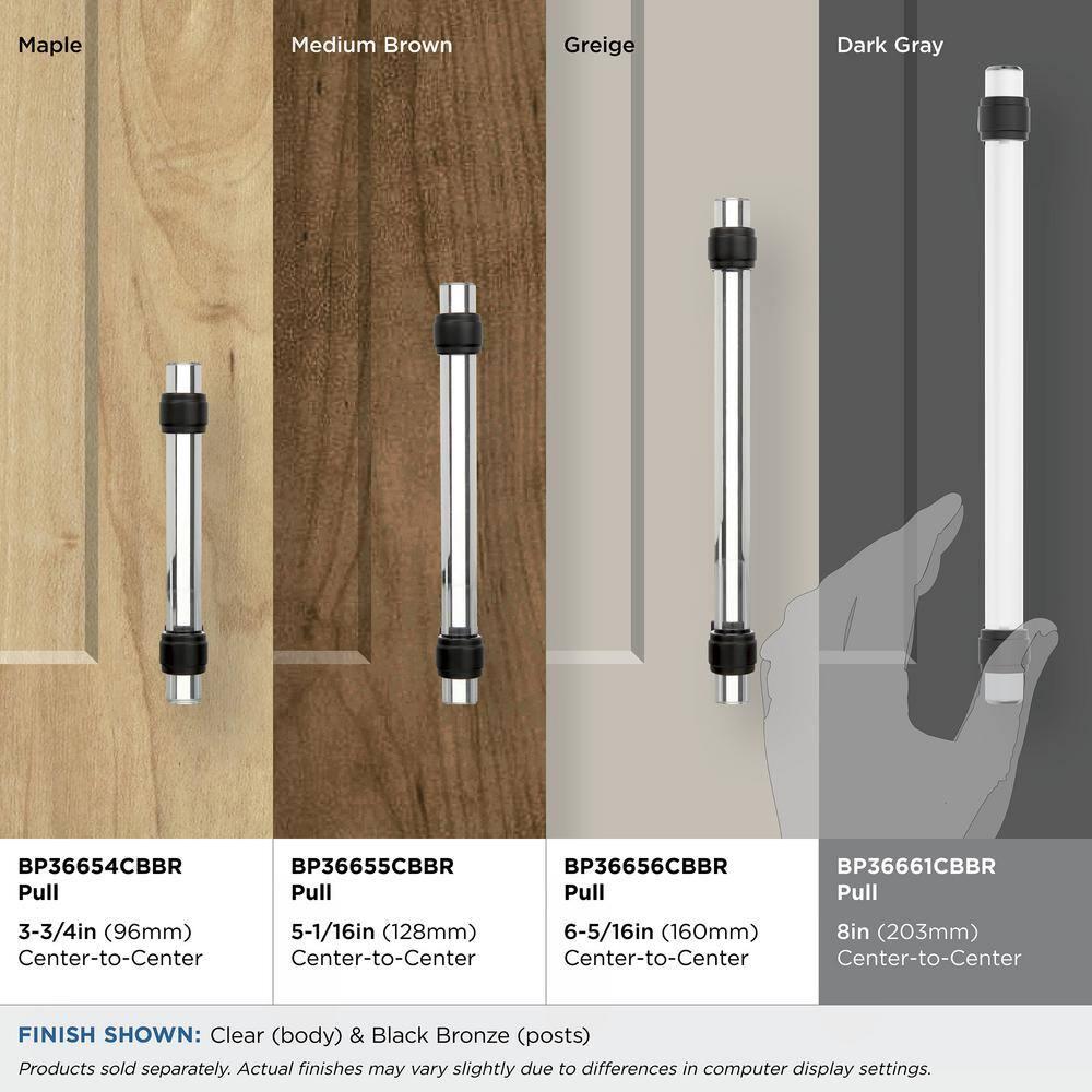 Amerock Glacio 8 inch (203mm) Center-to-Center Clear/Black Bronze Cabinet Pull