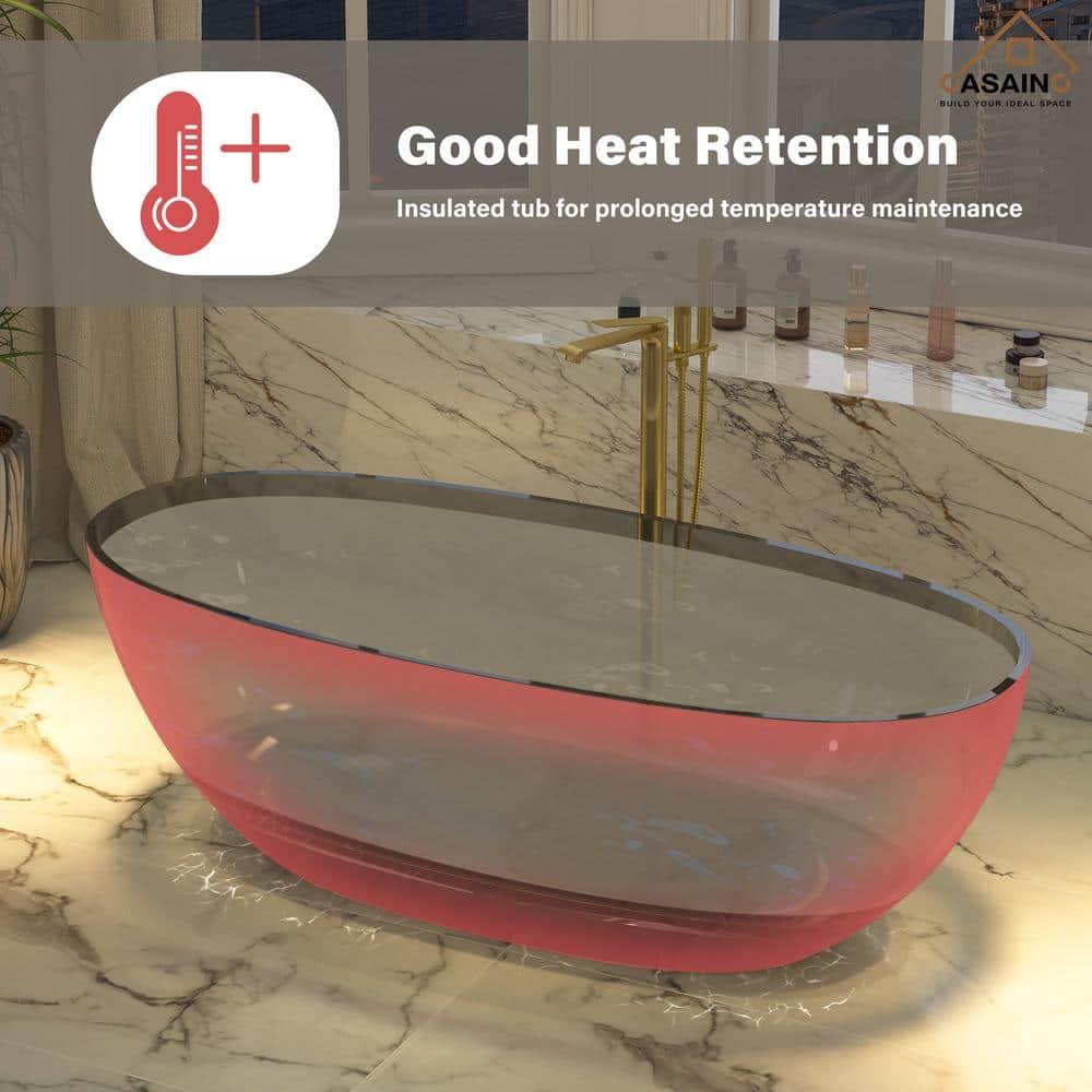 67'' x 30'' Runway Semi Transparent Resin Freestanding Soaking Bathtub