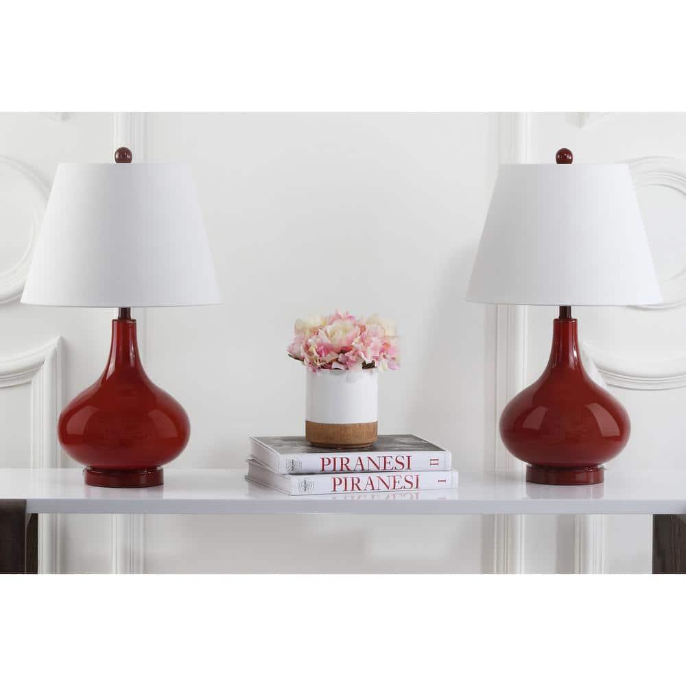 Amy Gourd Table Lamp (Set of 2) - 24 Inch Height - LIT4087 - Red - Safavieh