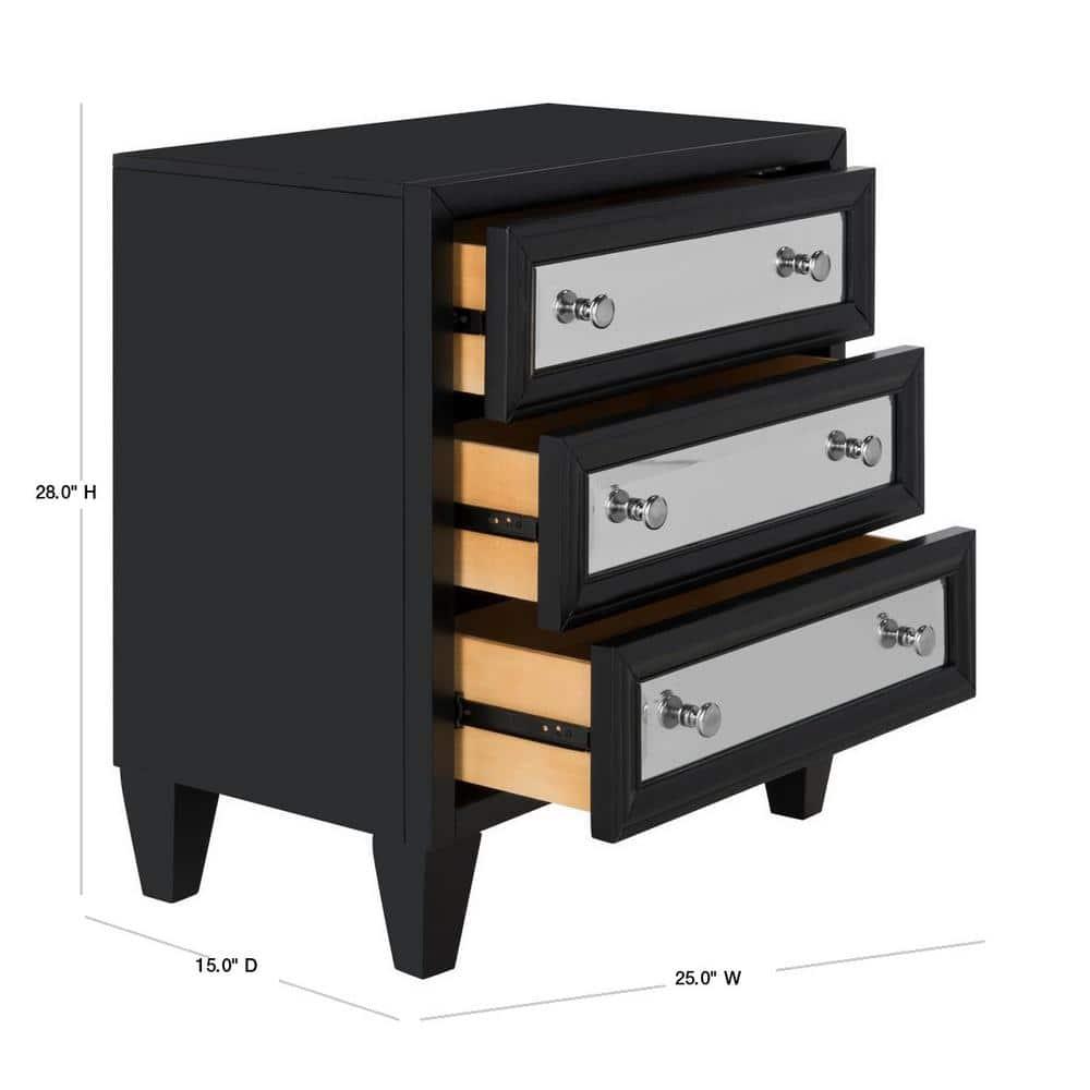 Marlon 3 Drawer Chest - CHS9202 - Black - Safavieh