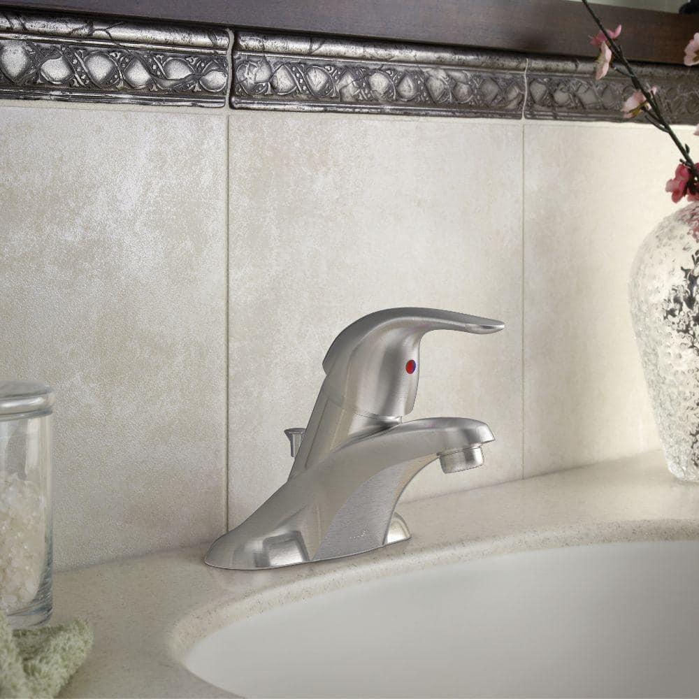 Moen Adler 4 in. Centerset Single-Handle Low-Arc Bathroom Faucet in Spot Resist Brushed Nickel