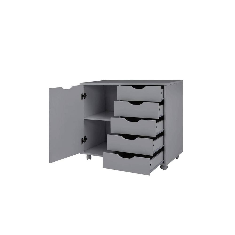 5 Drawer Dresser, Tall Dressers for Bedroom, Kids Dresser with Wheels, Storage Shelves with Drawers, Small Dresser for Closet, Makeup Dresser with 180 lbs Capacity - Grey