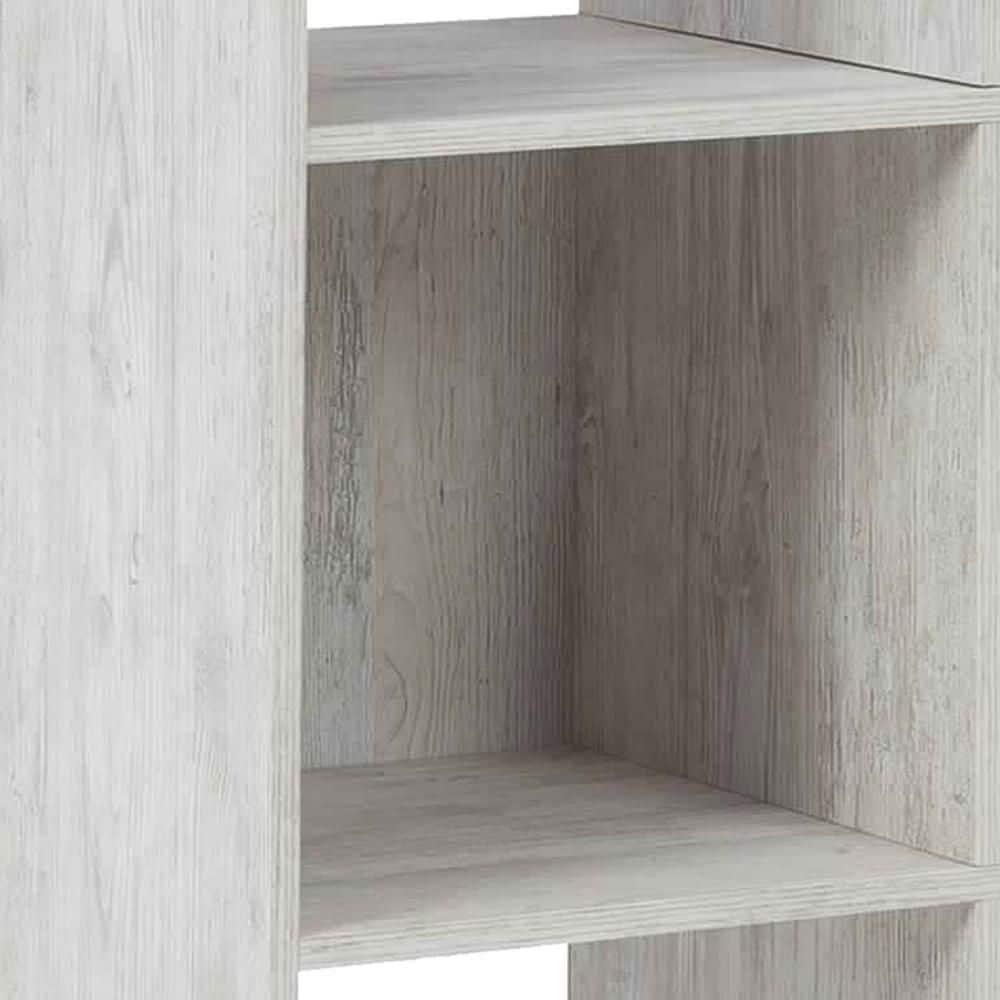 Benjara 6 Cube Wooden Organizer with Grain Details, Washed White