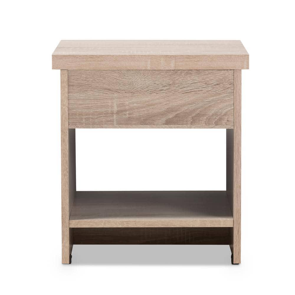 Baxton Studio Jamie Modern and Contemporary Two-Tone Wood 1-Drawer 1-Shelf Nightstand - Brown : Bedside Table with Storage