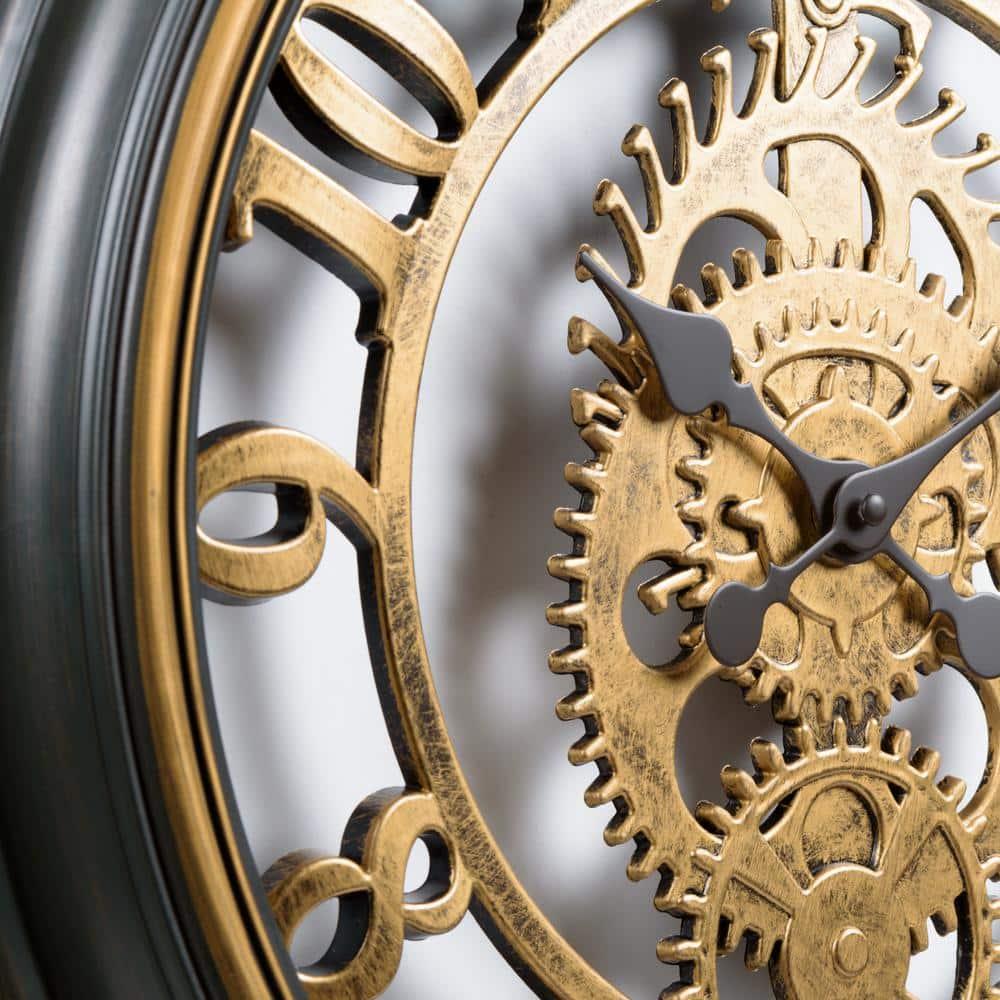 La Crosse Clock 20-inch Bronze Antiqued Gears Vintage Quartz Analog Wall Clock, 404-3051C