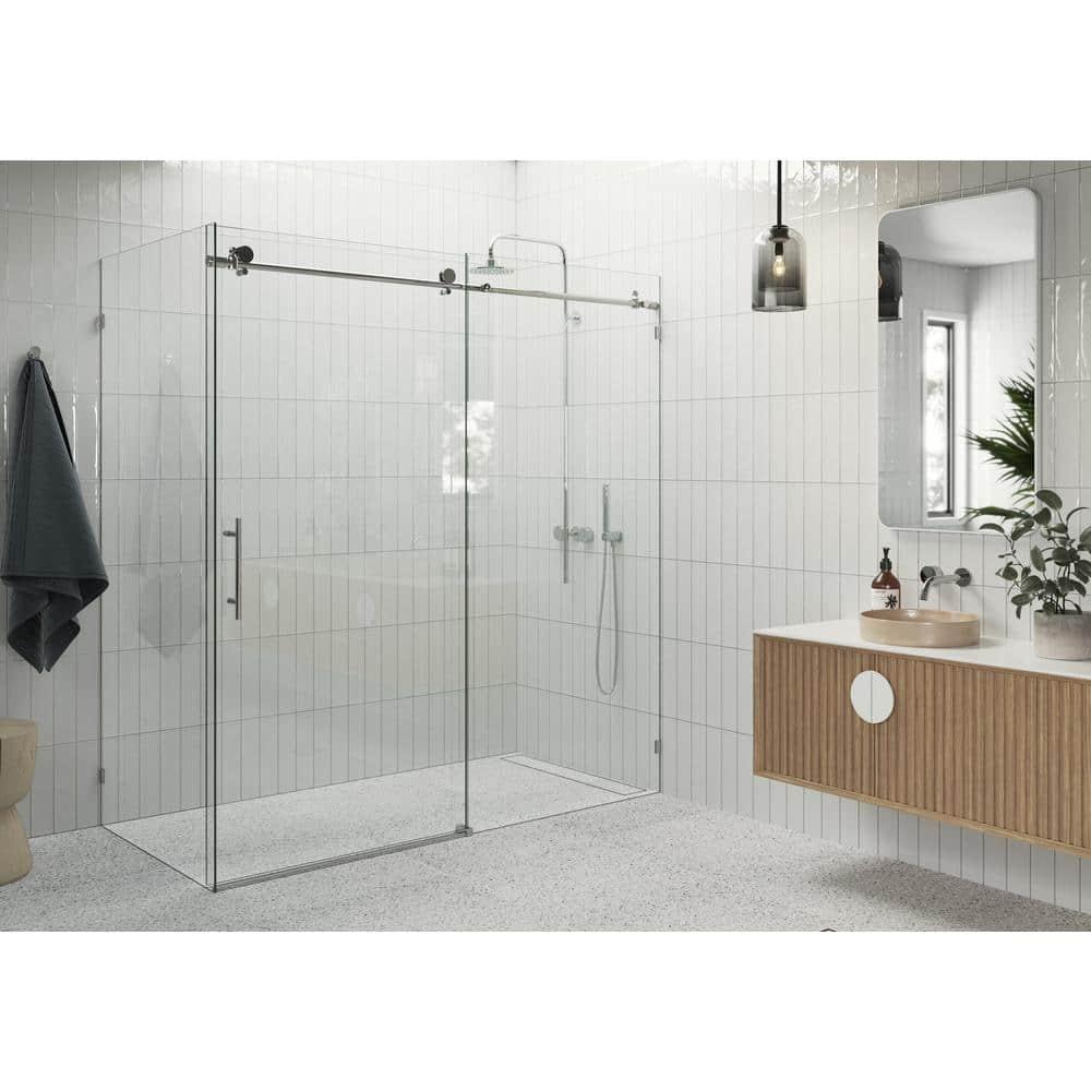 Nova 72 in. x 30 in. x 78 in. 90-degree Fully Frameless Sliding Glass Shower Enclosure