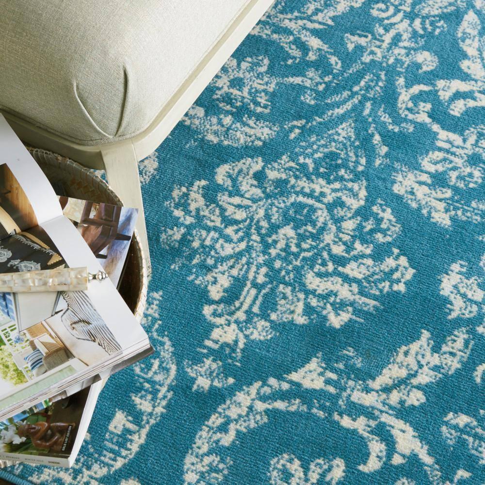 Nourison Jubilant 5'3" x 7'3" (5' x 7') Blue Area Rug Farmhouse Vintage Damask by Nourison