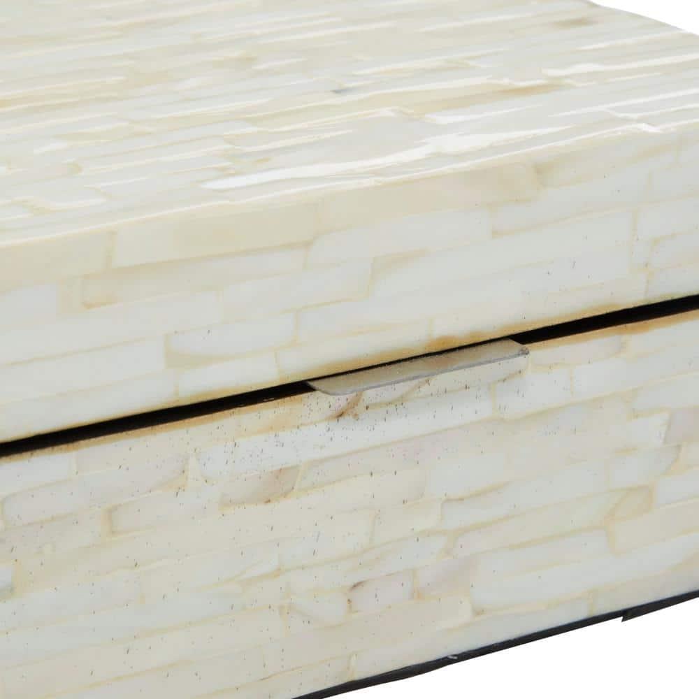 Set of 2 Mother of Pearl Wooden Boxes Light Cream - Olivia & May