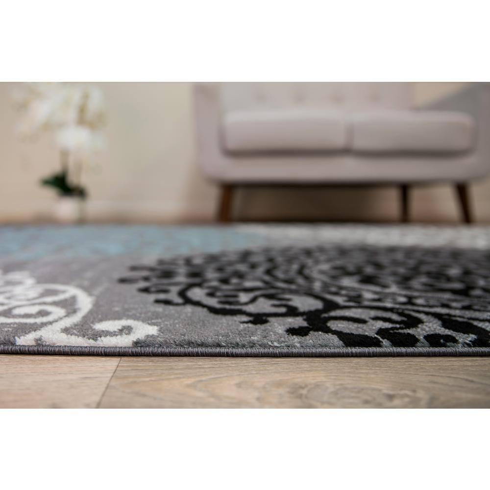 World Rug Gallery Floral Gray 6'6" x 9' Area Rug:  Rectangle,  Pet Friendly,  Stain-Resistant,  Low Pile,  Indoor Use