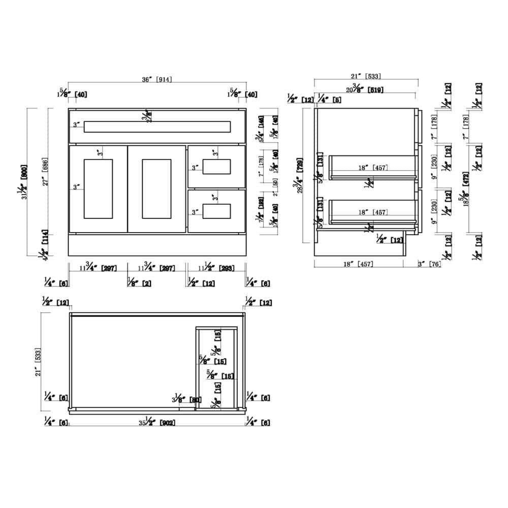 Design House Brookings 36 Inch Bathroom Vanity, Ready to Assemble, Solid Wood, Sherwin Williams – Design House, 587097