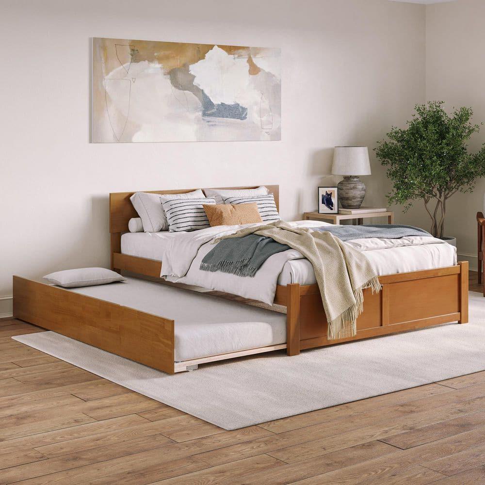 AFI Furnishings Orlando Solid Wood Platform Bed with Panel Footboard & Trundle