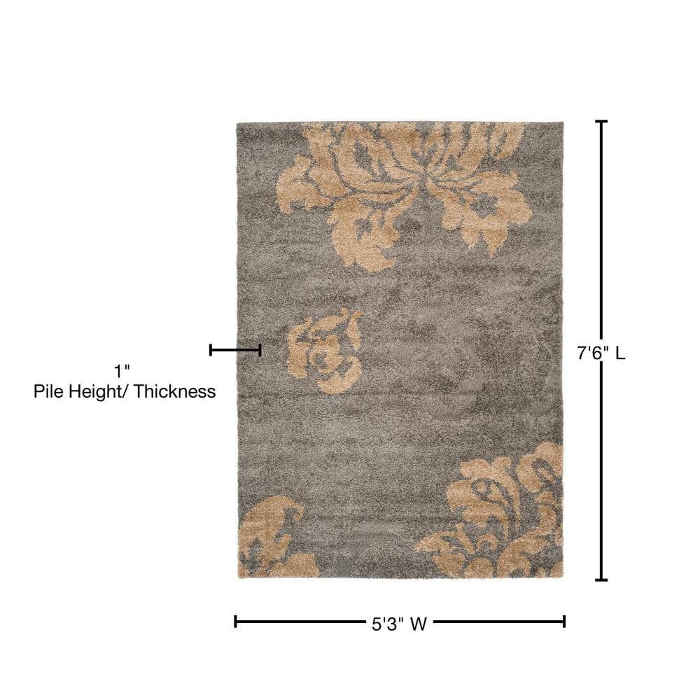 Florida Shag SG458 Power Loomed Indoor Area Rug - Grey/Beige - 5'3"x7'6" - Safavieh