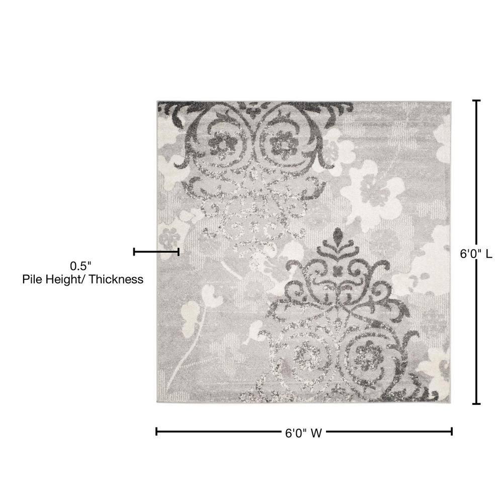 Adirondack ADR114 Machine Made Indoor Area Rug - Silver/Ivory - 6'x6' - Safavieh