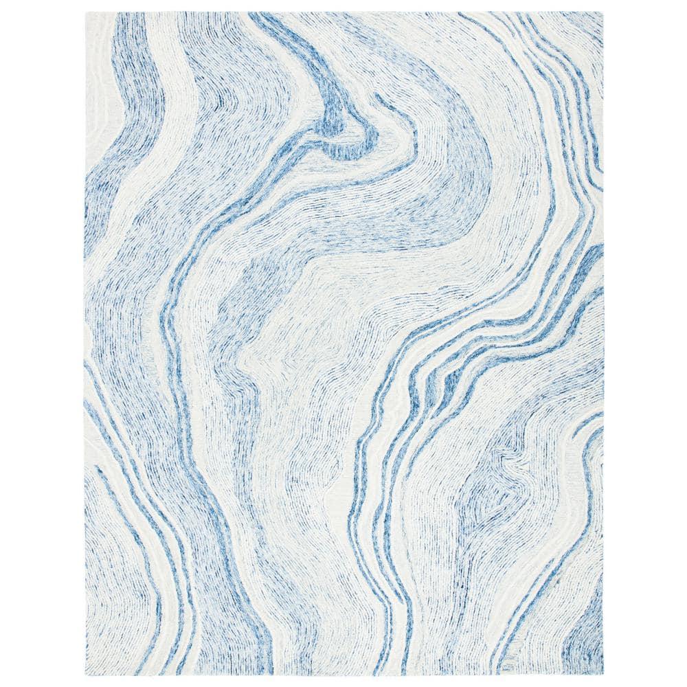 Safavieh Fifth Avenue Thiet 10 x 14 (ft) Tufted Wool Blue/Ivory Rectangular Indoor Geode Bohemian/Eclectic Area rug