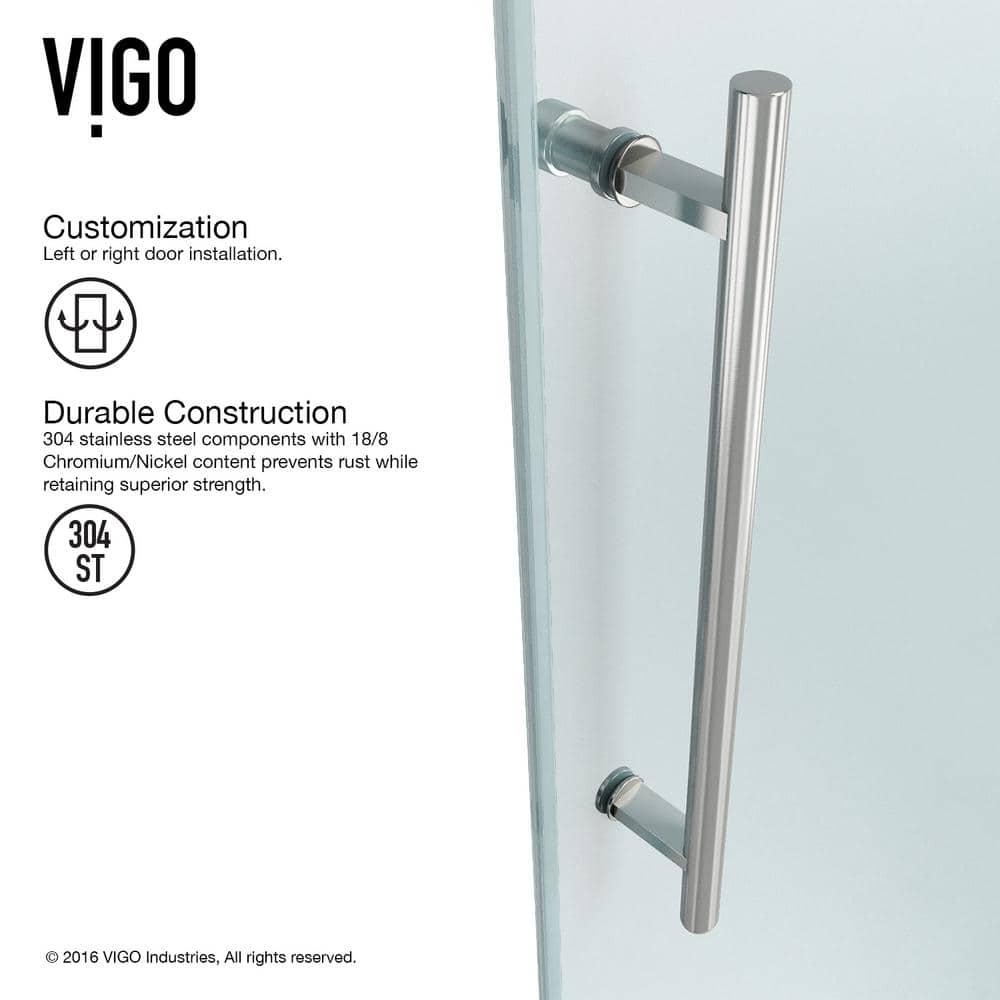 VIGO Winslow 48" W x 36" D x 80" H Sliding Frameless Shower Enclosure with 3/8  Clear Glass&Base VG6051STCL48WL