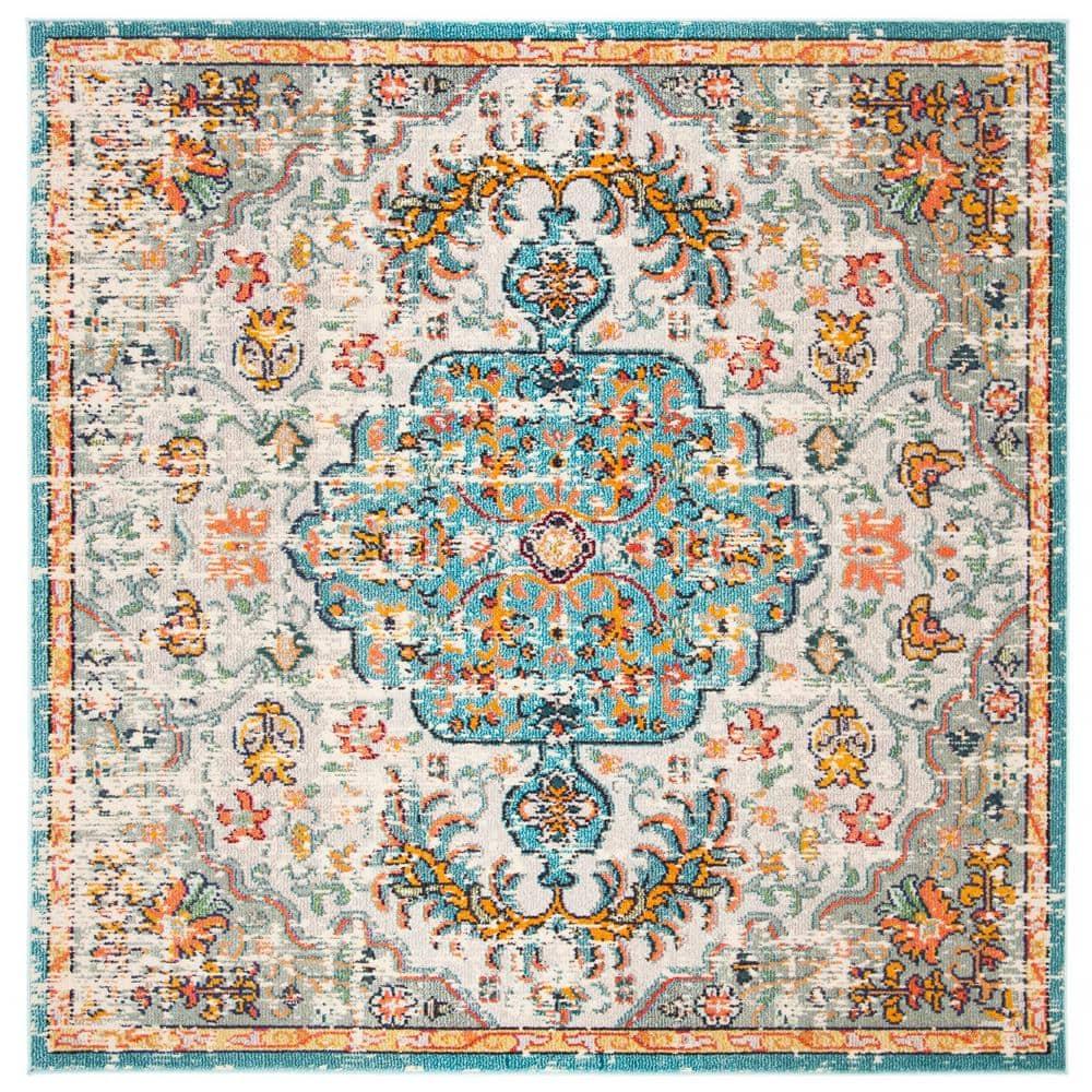 Madison MAD447 Power Loomed Indoor Area Rug - Grey/Light Blue - 8'x8' - Safavieh