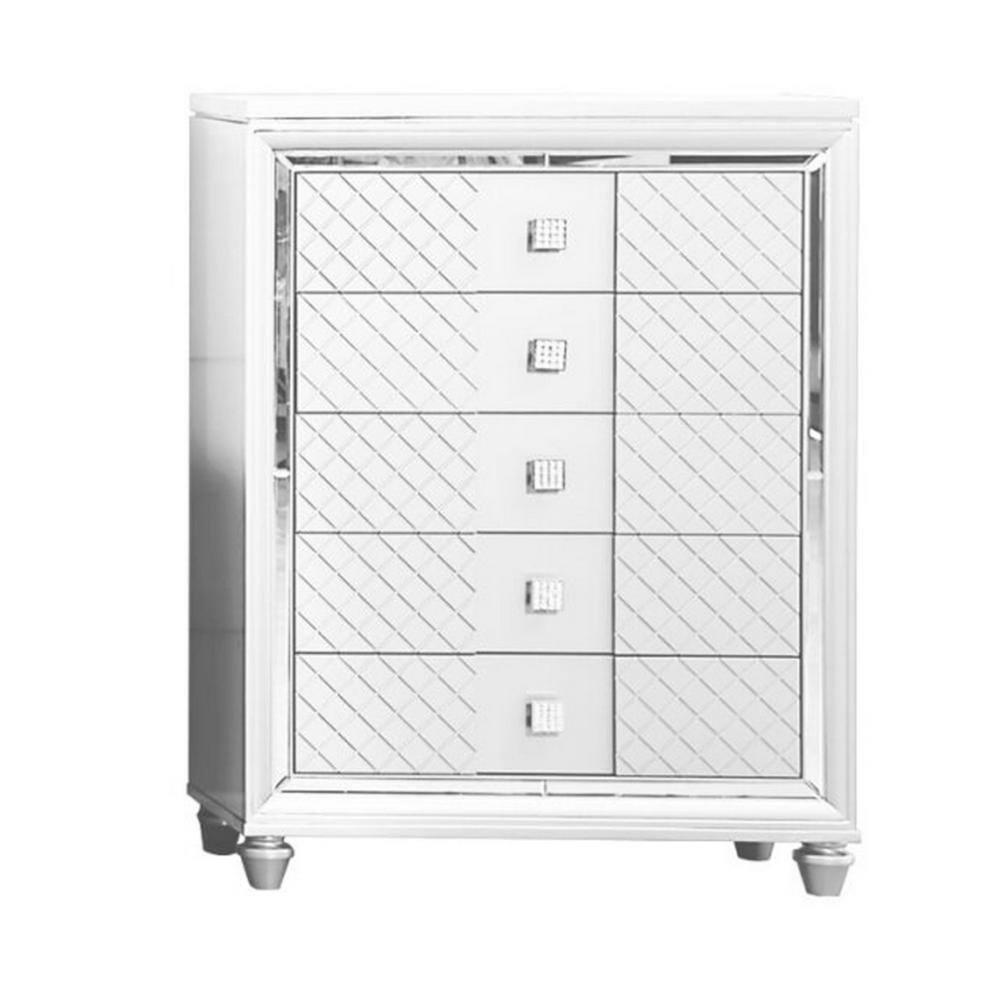 Benjara Seri Tall Dresser Chest With 5 Drawers, Diamond Pattern, Solid Wood