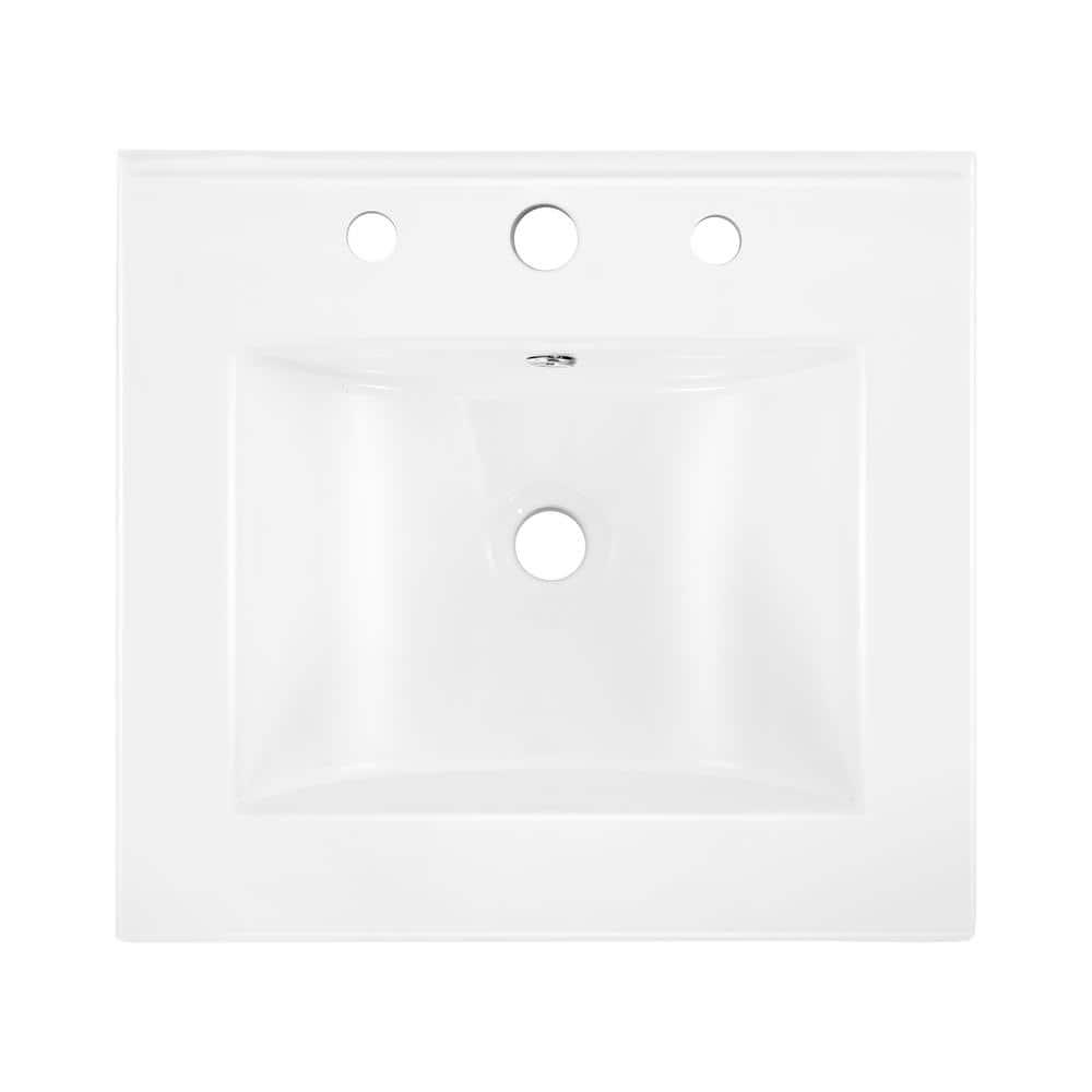 Ancillary 3-Hole 20" Classic Contemporary Rectangular Ceramic Single Sink Basin Vanity Top