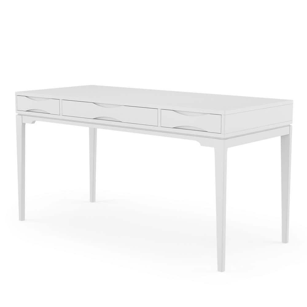 Simpli Home Harper Solid Wood Desk, Contemporary Style with Keyboard Tray and Storage