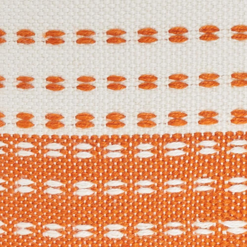 Nourison Stitched Stripe Orange 18" x 18" Indoor/Outdoor Throw Pillow