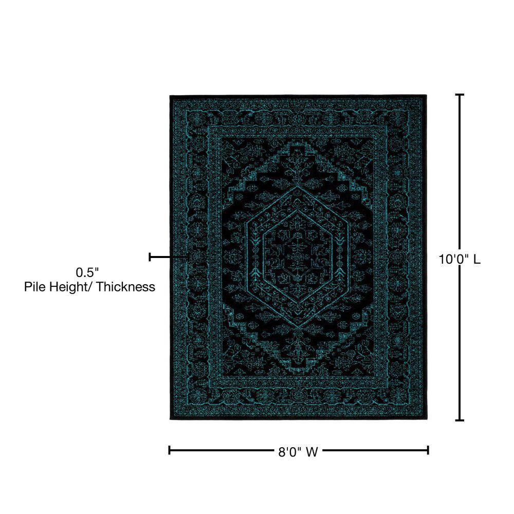 Adirondack ADR108 Power Loomed Area Rug - Black/Teal - 8'x10' - Safavieh.