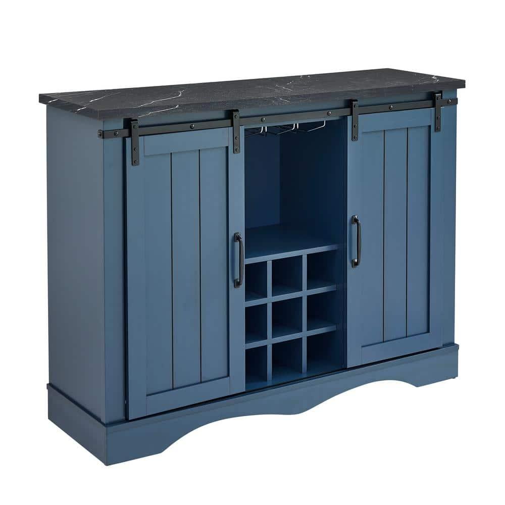 47" Wine Bar Cabinet Navy - Home Essentials
